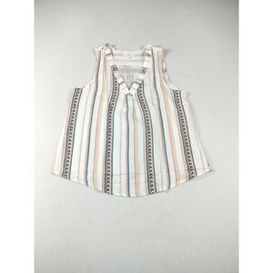 Bohemian Top Womens‎ Medium  Pink Black Striped Geometric Hippie Lagenlook Mine